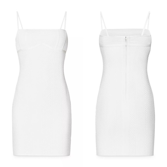 HERVE LEGER Bandage Mini Dress Y2K 90s Stretch Ribbed Knit Sleeveless Bodycon‎ L - Picture 11 of 12